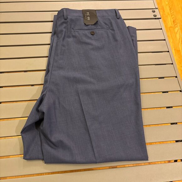 Banana Republic Dress Pants Mens 44x34 Navy Wool Formal Oxford Slim Fit Wide Leg - Picture 2 of 6